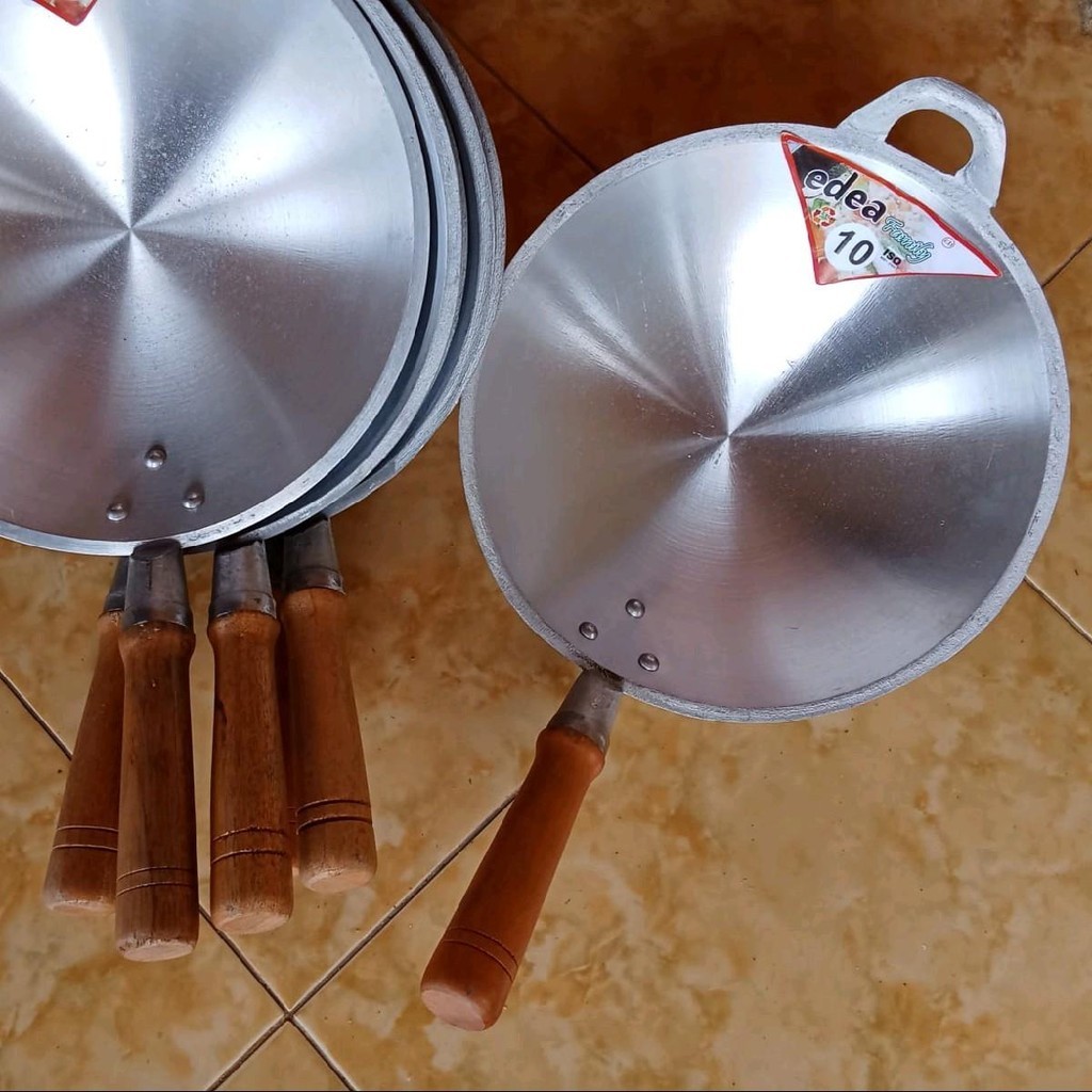 Wajan Seblak Bakmi Gagang Kayu Wok Tebal Wajan Cekung