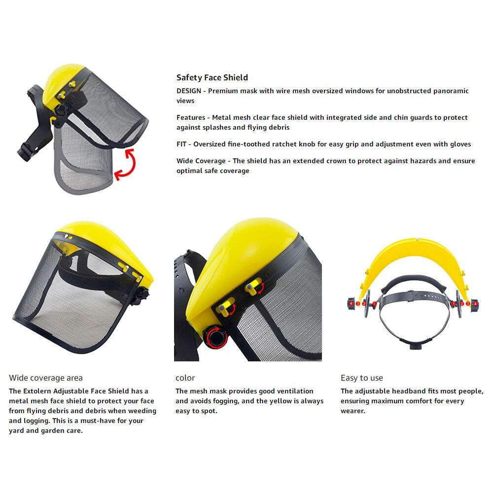 Safety Face Shield with Mesh Visor Protective Mesh Full Face Chaaw Helmet Hat for Trimmer Gardening 