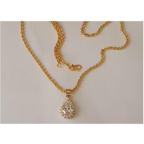 Kalung Perhiasan Emas Asli 5gram Kadar 875 Model Nuri Liontin Labu Permata Ada Surat