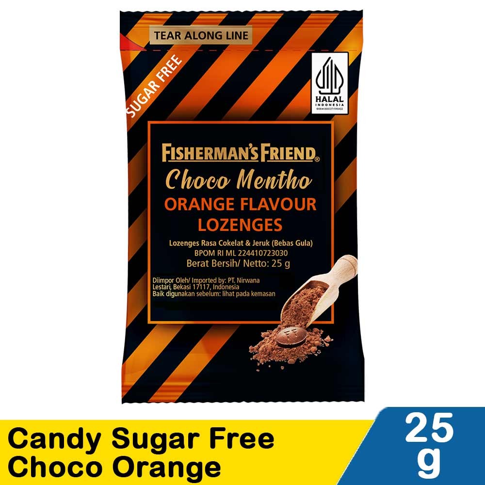 FISHERMAN'S CANDY SUGAR FREE CHOCO ORANGE 25g