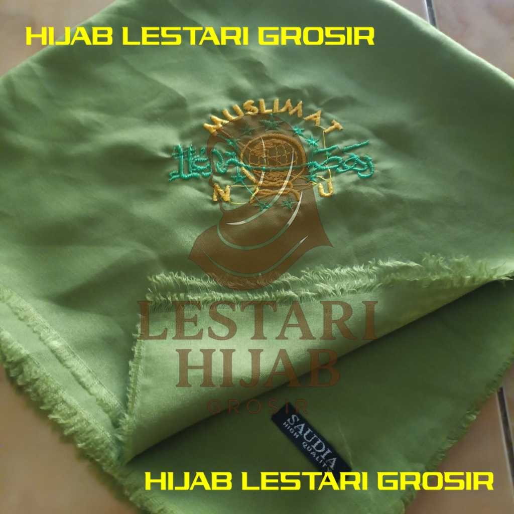 Jilbab muslimat fatayat NU seragam hijau fatayat logo bordir