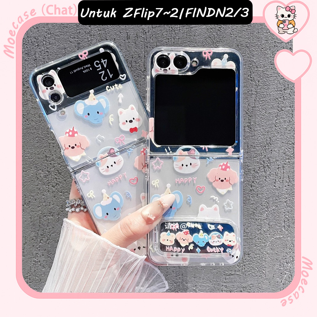 Moecase Eksklusif Unik Casing Lipat Lucu Case Samsung Z Flip 7 /2/3/4/5/6 Dan Untuk Hp OPPO FIND N2 