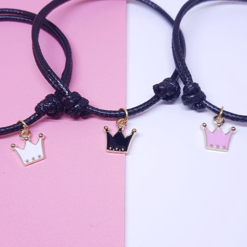 Gelang Couple Aesthetic Korea Pasangan Bestie Pacar Persahabatan Tali Korea Hitam Simple Lucu Murah 