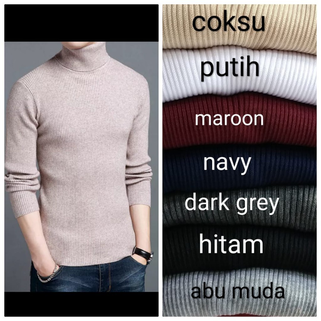 ZENOOT Sweater Rajut Pria Turtleneck Slimfit Daleman Jas Formal Korea Kasual