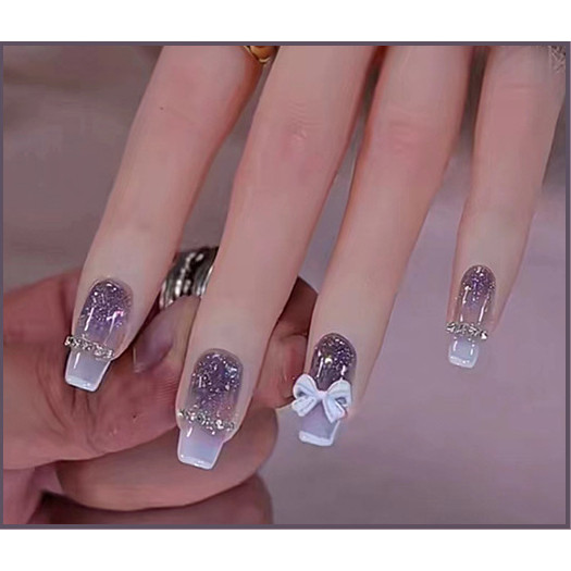 Z581 gradien permata cemerlang bintang sungai pendek ballet memakai kuku berlian kupu-kupu terikat k