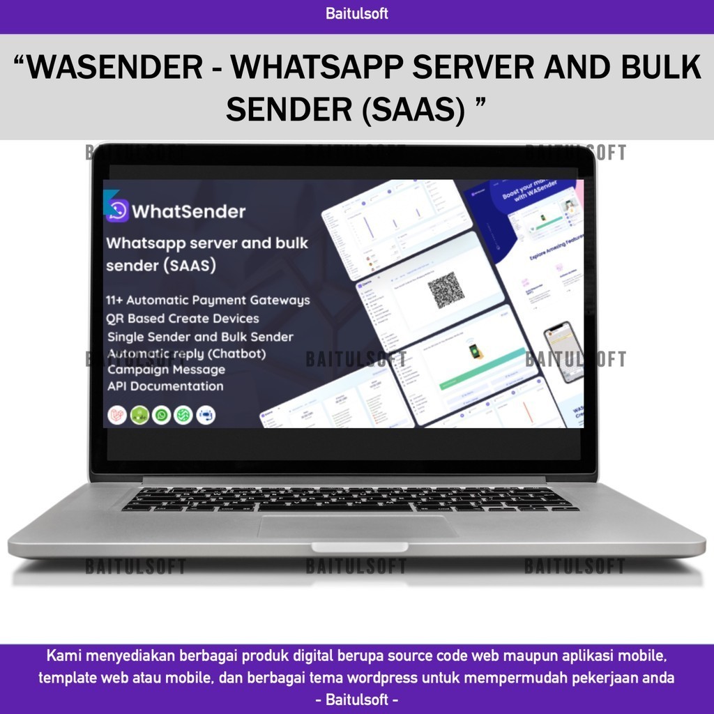 SOURCE CODE APLIKASI WEB WASENDER - WHATSAPP SERVER AND BULK SENDER (SAAS) D149 BAITULSOFT