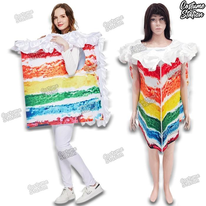 "S.LN.S" - Kostum Mascot Rainbow Cake Slice / Costume Maskot Potongan Kue Pelangi Makanan Minuman lu