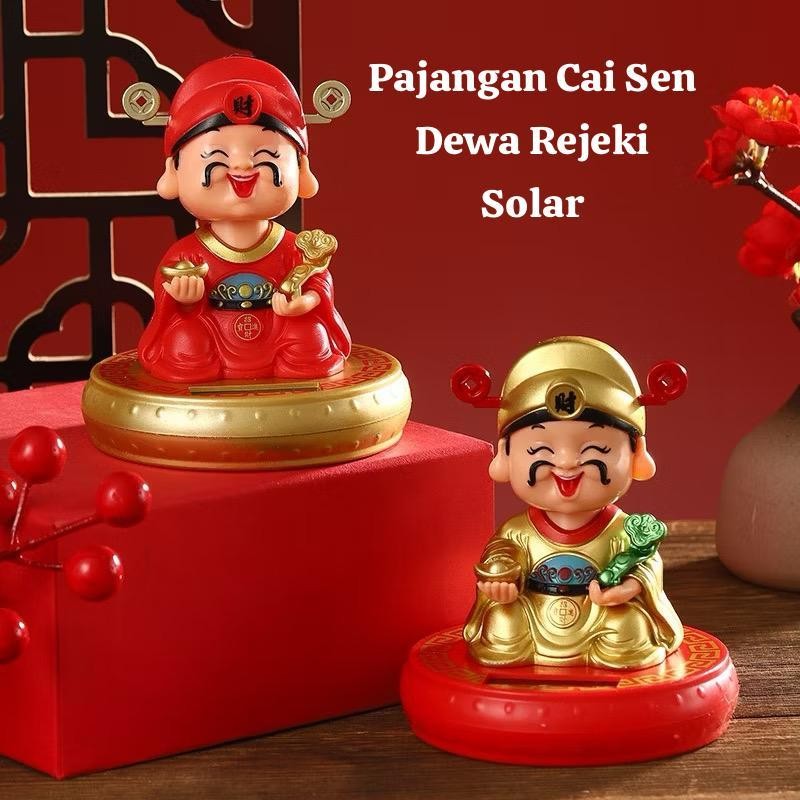 Patung Caisen Dewa Rezeki Solar / Patung Solar Cai Sen Dewa Rezeki Dashboard Mobil