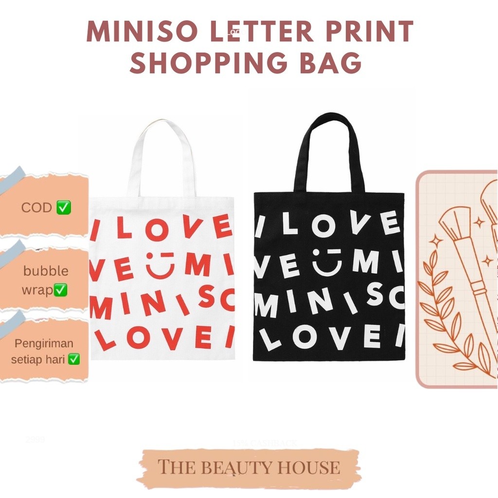 MINISO LETTER PRINT SHOPPING BAG