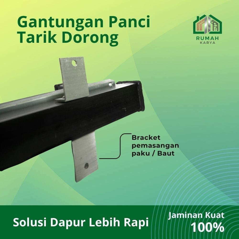 Rel Laci Gantungan Dapur Tarik Dorong 40cm + 6 Gantungan