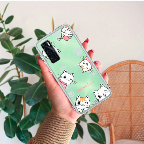 Case Vivo V20 V20 SE Cartoon Cat Cute Softcase Gambar Silicone Tpu Slim Clear Casing