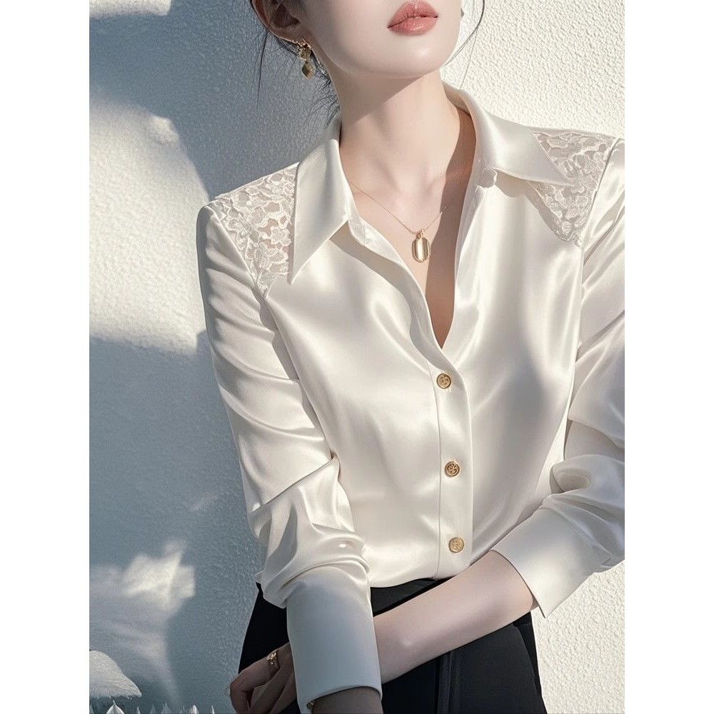 Kemeja putih populer high-end light luxury inner top