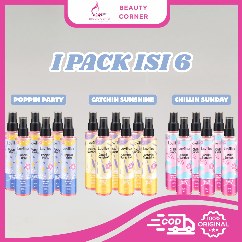[1 Pack Isi 6 Pcs] Lovillea Happy Hype Parfume Body Mist - 100ml