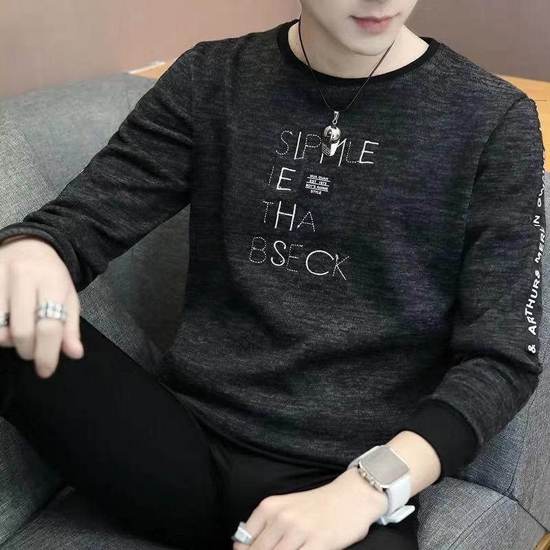 Fashion Pakaian Rajut Pria Lengan Panjang T Baju Kaos
