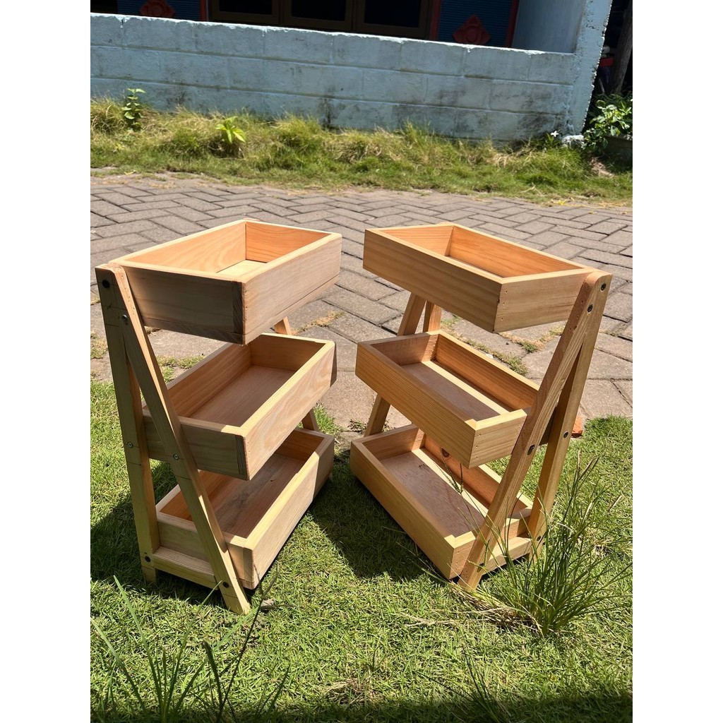 Rak Bawang Kayu 3 Susun / Rak Bumbu Serbaguna