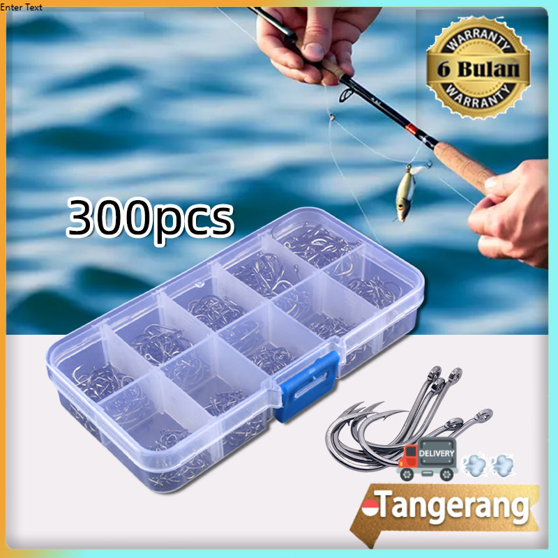 300pcs Kail Pancing Carbon Steel Barbed Fishing Hook Tackle Kail