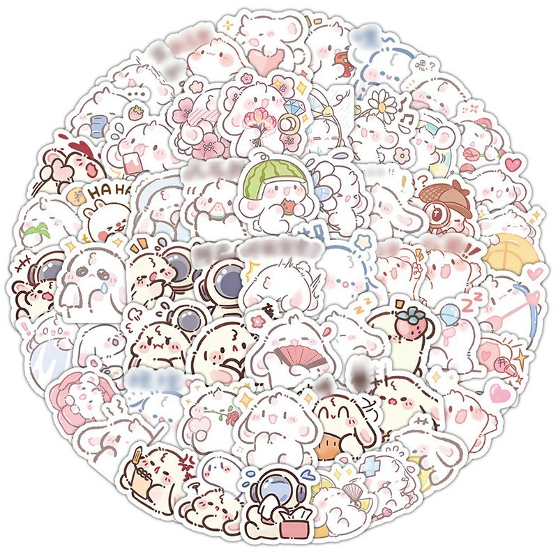 Stiker Kelinci Merah Muda Kartun Lucu Stiker Aesthetics Korean Fashion Stiker