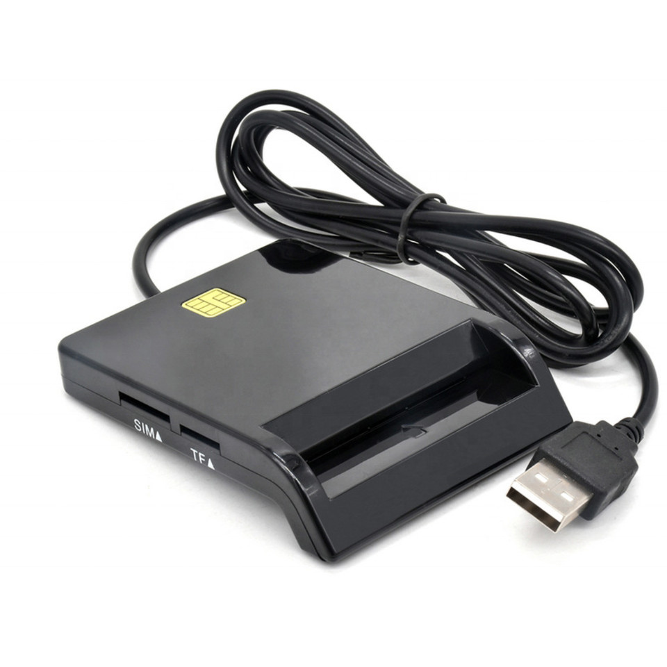 Multi-Function ID Card Reader Black Smart Tax Return Bank ID Card Reader Sim Phone Card Smart Chip R