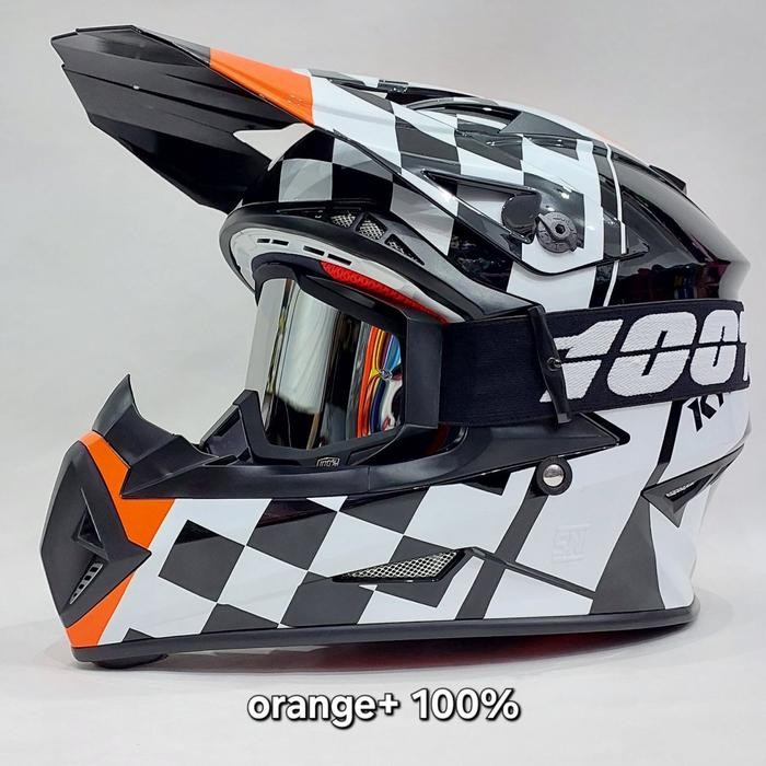 Kyt Jumpshot 4 Orange Helm Cross Trail Google #4 - #4 Orange helm saja, L