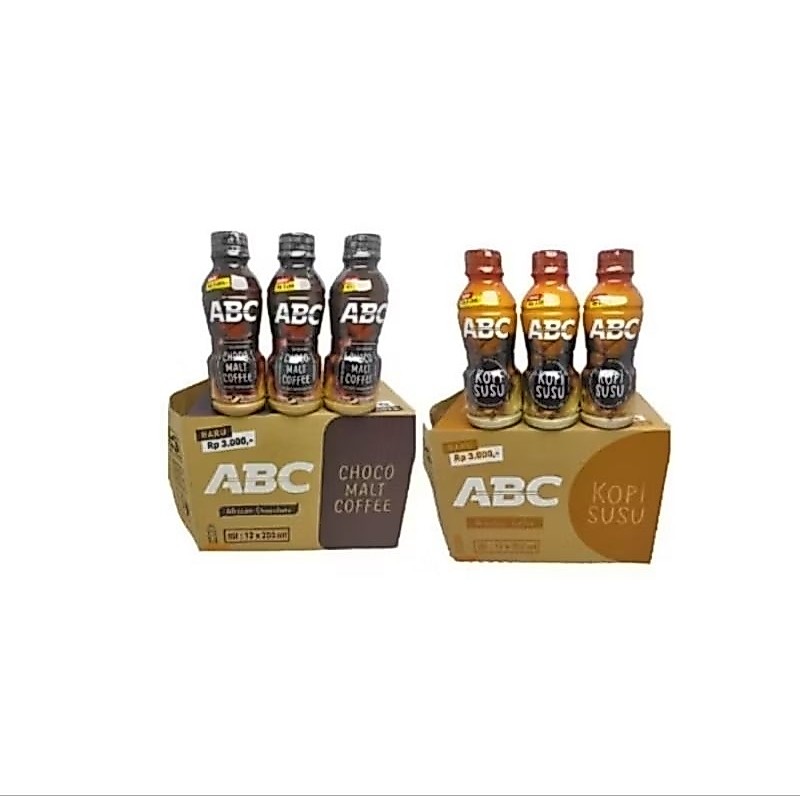 ABC Kopi Instan Botol Rasa Choco Malt & Kopi Susu 1 Dus isi 12 Botol