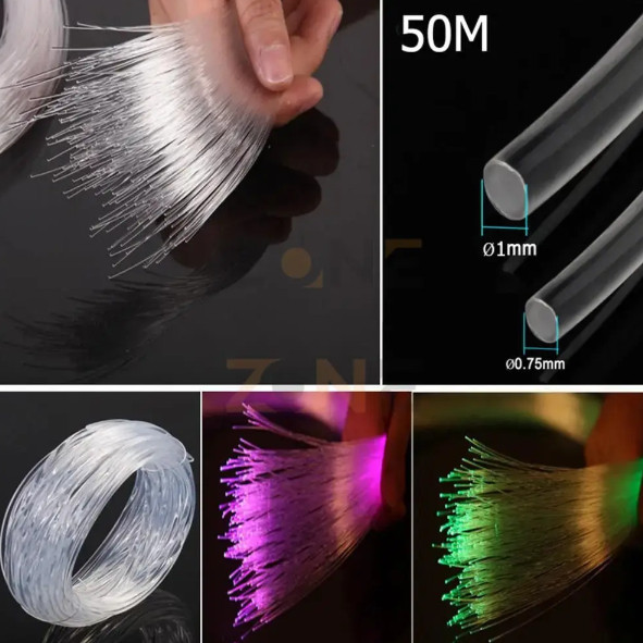 Hiasan Dekorasi Ruangan Kamar Rumah Lampu Fiber Optik Kabel Serat Optik RGB Panjang 50 Meter PMMA En