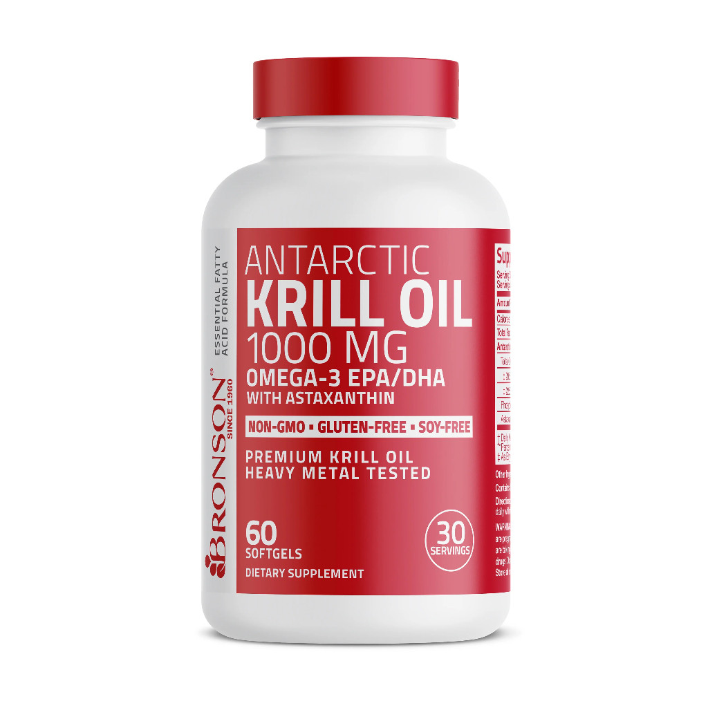 [ ORIGINAL ] Bronson Antarctic Krill Oil 1000mg Omega 3 + Phospholipids Astaxanthin