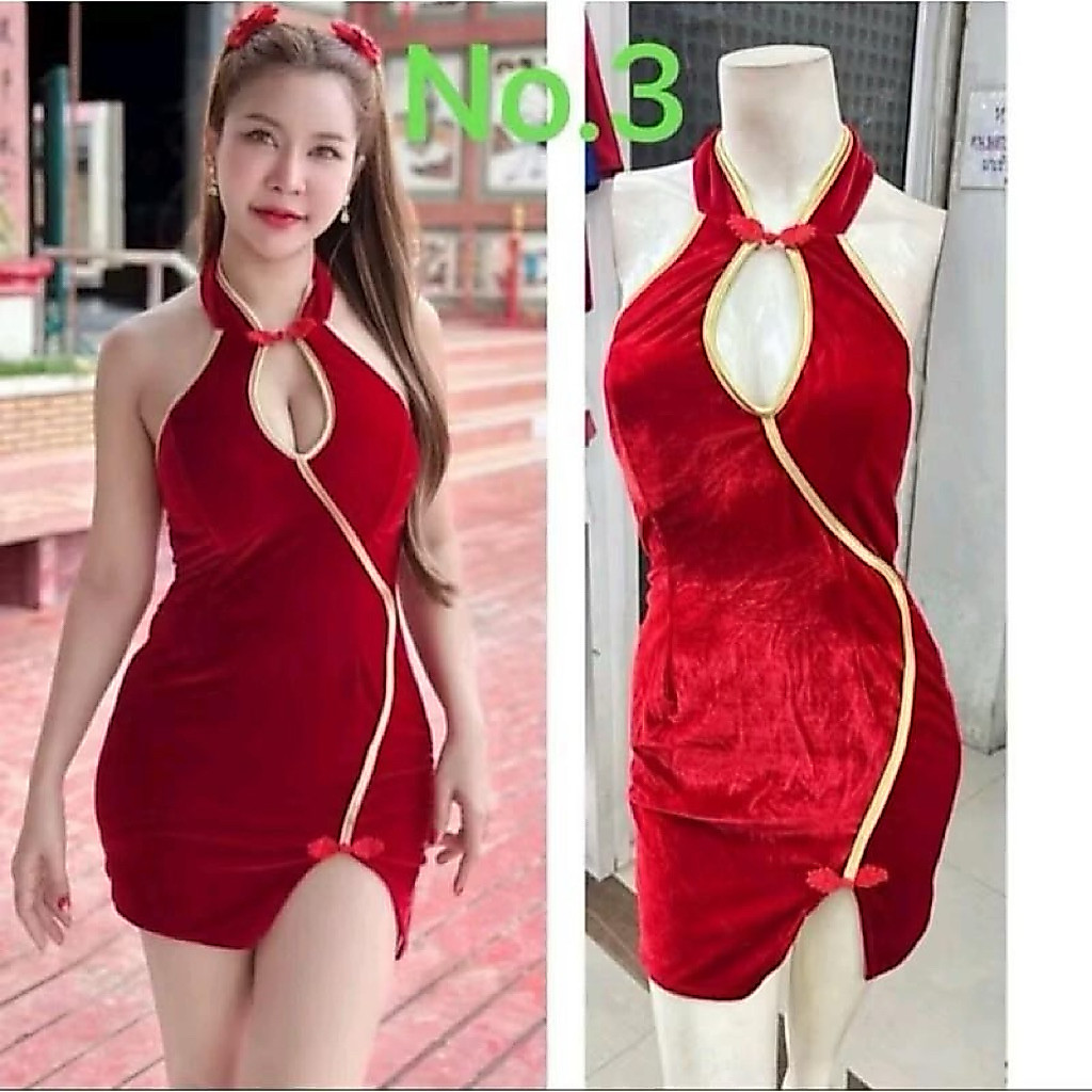 ALIN MINI DRESS CEONGSAM SEXY DRESS IMLEK PARTY DRESS SHINCIA KERAH KANCING SHANGHAI