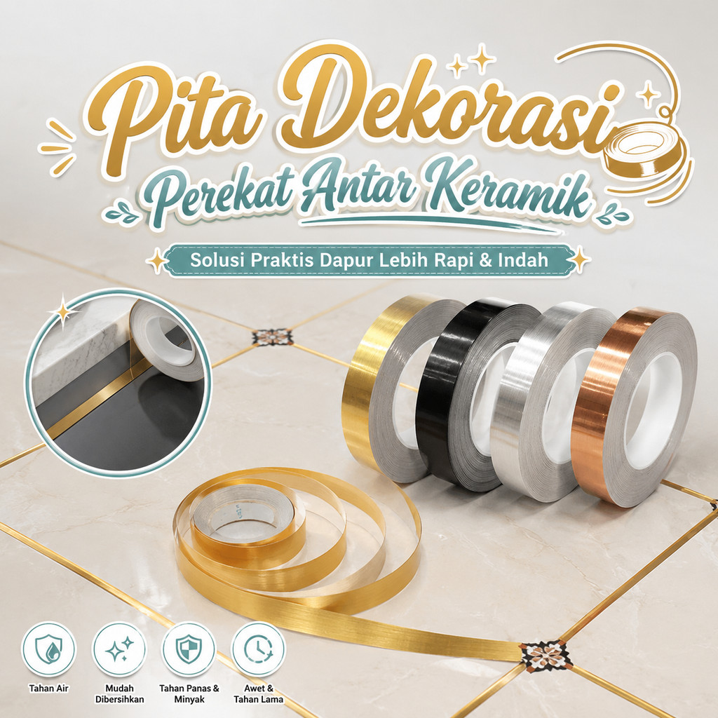 Stiker List Dinding Premium 50m - Pembatas Keramik 1cm/2cm Anti Air