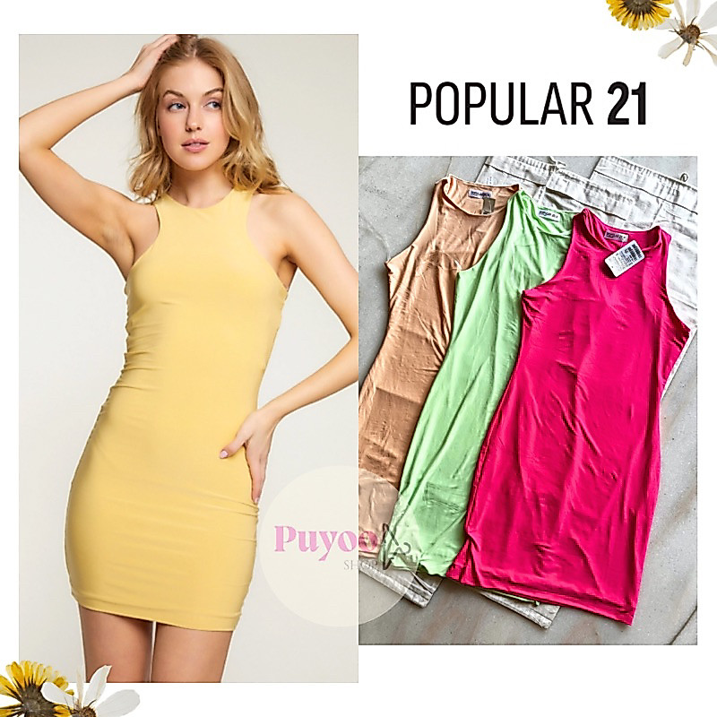 POPULAR 21 High Neck Dress | warna NEON Bodycon Dress -211