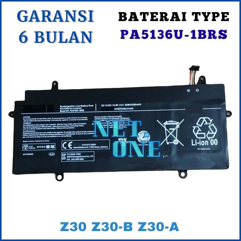 Baterai Laptop For Toshiba Portege Z30 Series Model 5136 PA5136 PA5136U-1BRS -NETONE