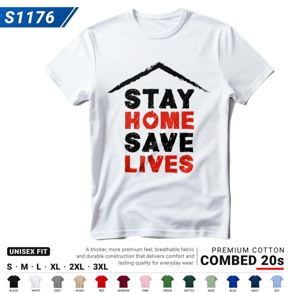 Kaos Streetwear INTROVERT x COVID19 - Stay Home Save Lives (S1176) | Baju Tebal Cotton Combed 20s DT