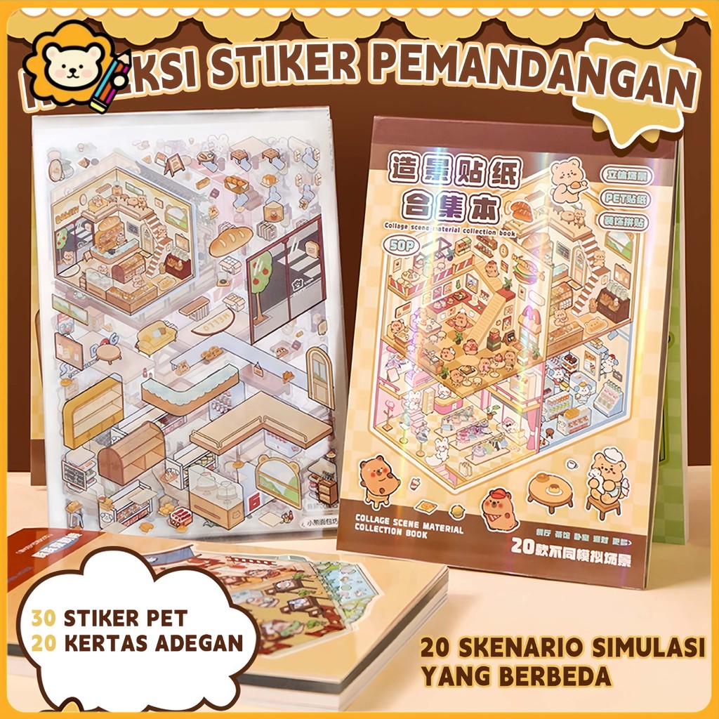 Sticker Book 3D Material Book Miniature Scene Material Book Sticker DIY Creative Simulation Scene