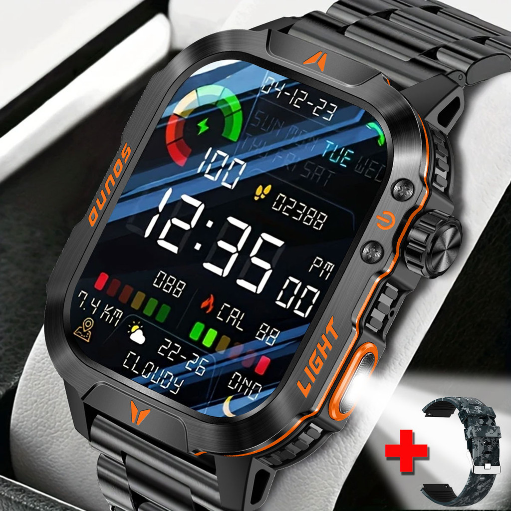 COIUSOR New Military smartwatch, men's flashlight, compass, waterproof outdoor sports tracker, Bluet