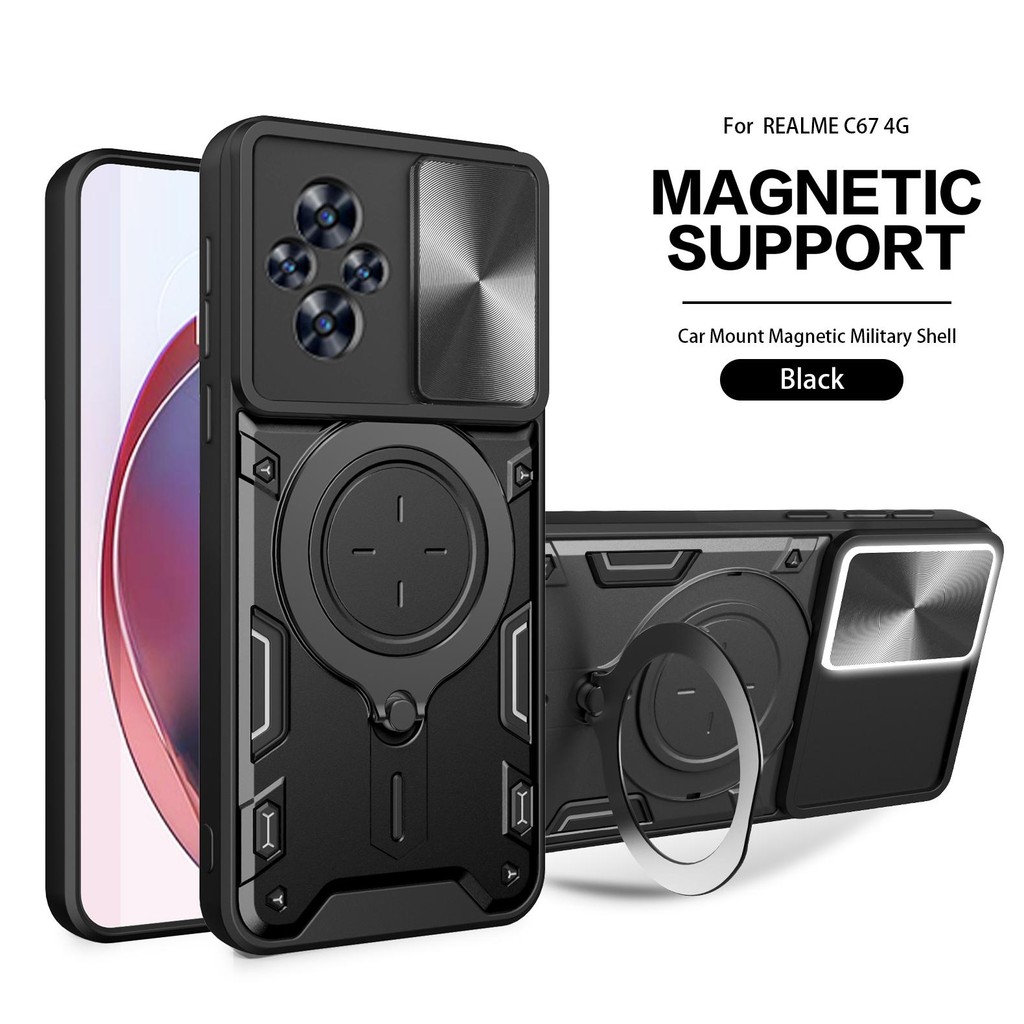 Case Realme C67 Softcase Camera Slide Magnetic 360 Ring Stand