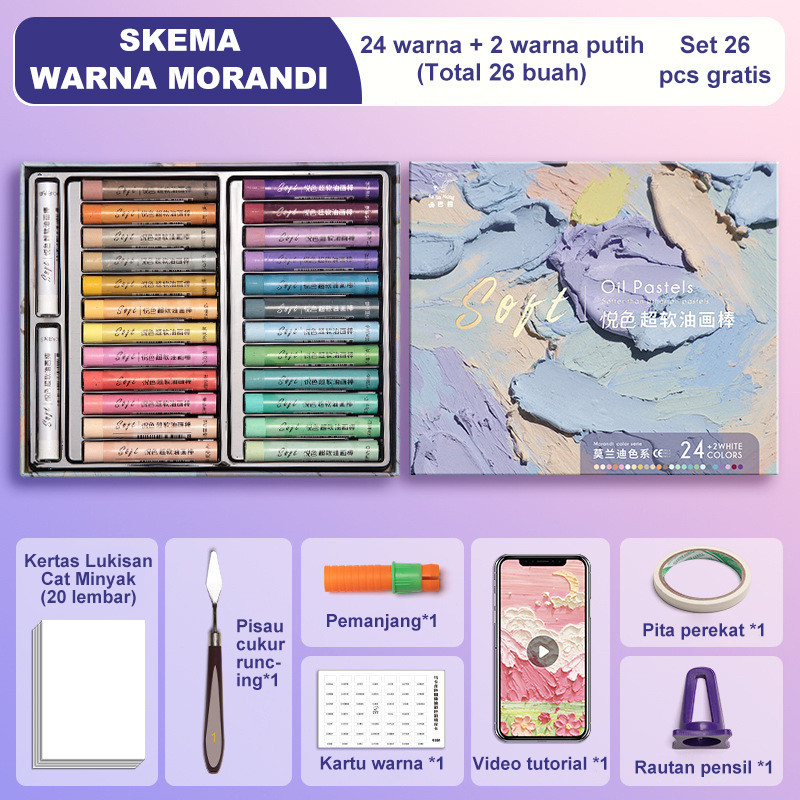 

OIL PASTEL Morandi 24/36/48 Warna Krayon Lukisan Warna Lembut untuk Menggambar
