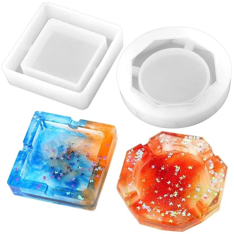

Silicone Mold Ashtray Resin Mold Heart Square Mold For DIY Resin UV Crystal Epoxy Crafts Crystal Ashtray Home Decoration
