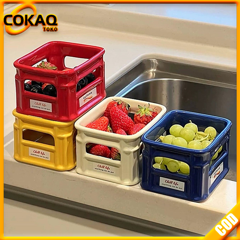 COKAQ Serbaguna Keranjang Makanan Keramik Multifungsi Keranjang Buah Keramik Multifungsi Home Keranj
