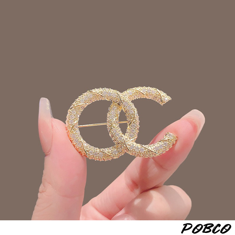 【PoBco】Bros Jilbab Mewah Premium Fashion Bros Huruf Cincin Ganda Aksesori Bros Berlapis Emas Yang In