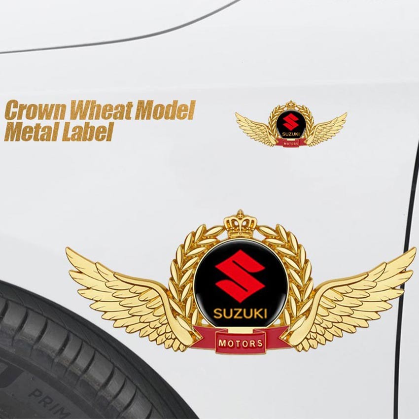 Emblem Logo Mobil Stiker Logam 3D Emblem Mobil Sayap Gandum Stiker Mobil Suzuki