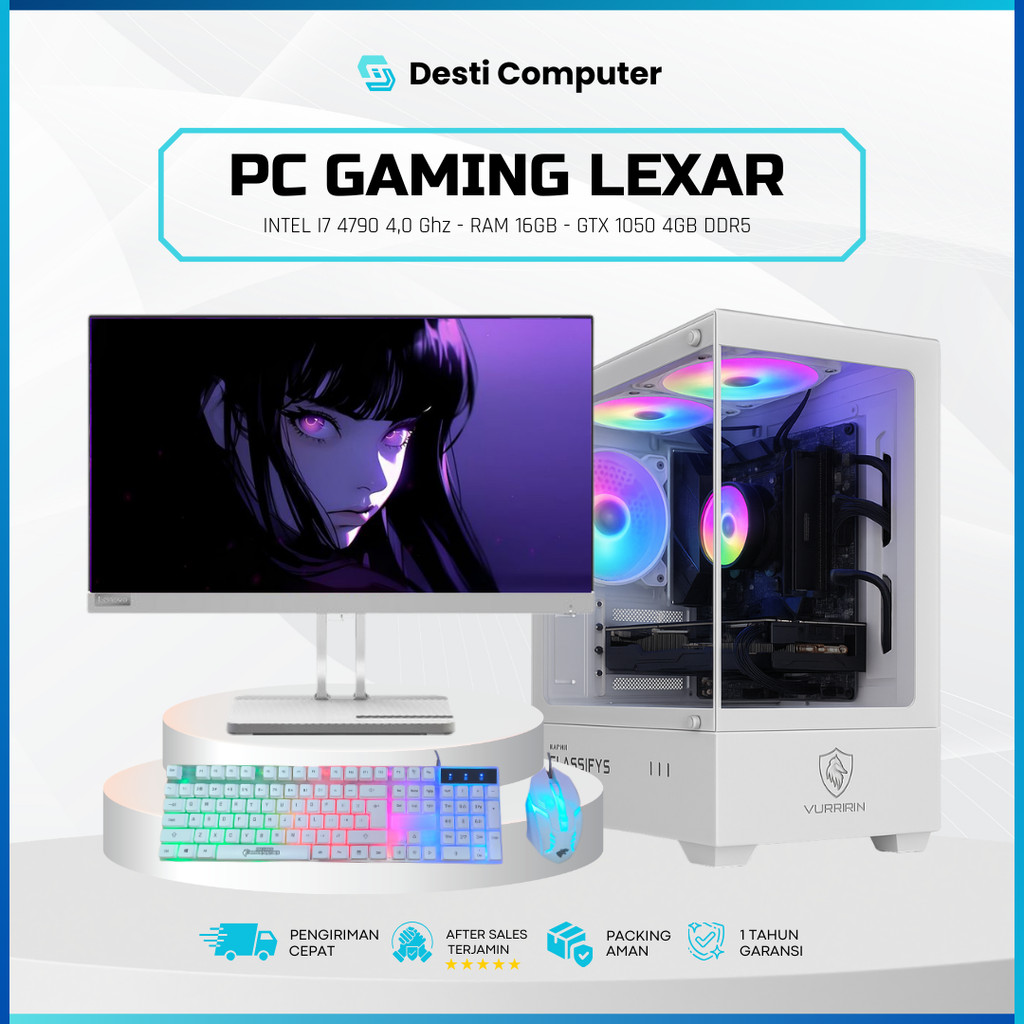 PC FullSet Gaming Lexar I7 / GTX 1050 TI / 500GB / SSD / DDR5