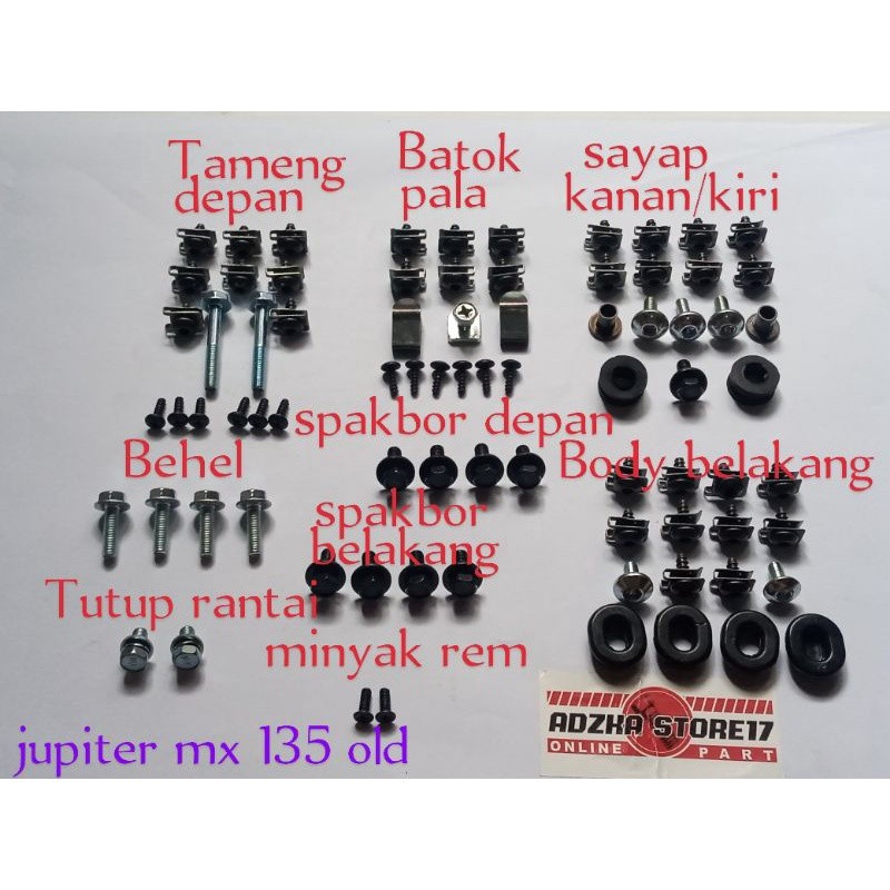 baut lengkap full set body jupiter mx135 old kunci L