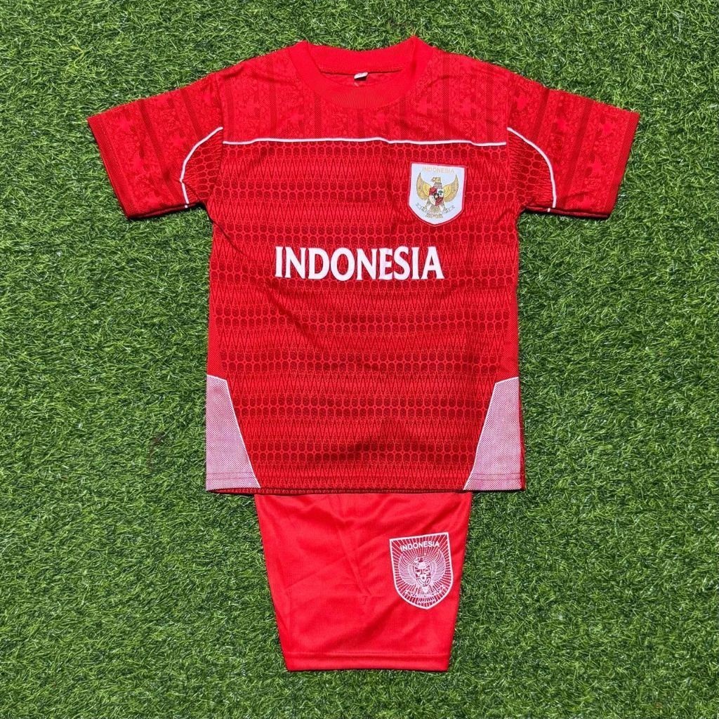 Setelan Baju Bola Jersey Timnas Indonesia Home ERSPO Merah Anak Kids 2024 2025 - COD