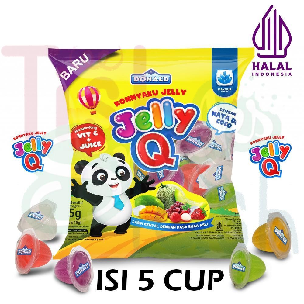 

Donald Jelly Q Nata de Coco isi 5 Cup Leci Stroberi Anggur Melon Jeruk Halal Indonesia Puding Jeli