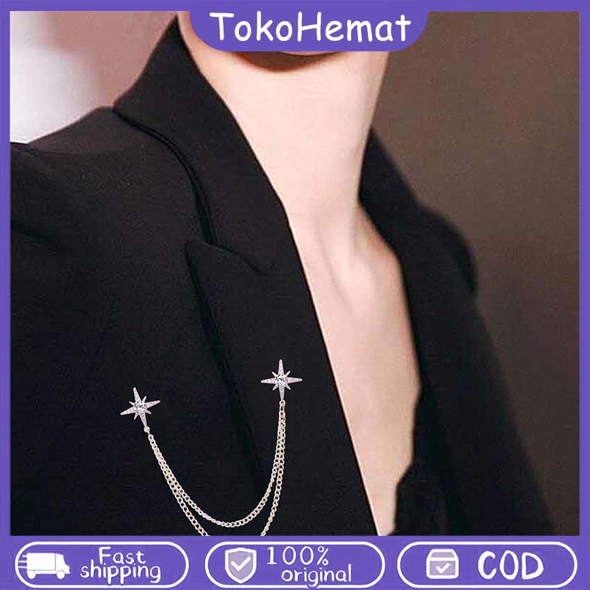 Pesta Bros Rantai Jas Pria Wanita Lapel Pin Bros Jas Rantai Pin Kerah Kemeja Pin Bros Rantai