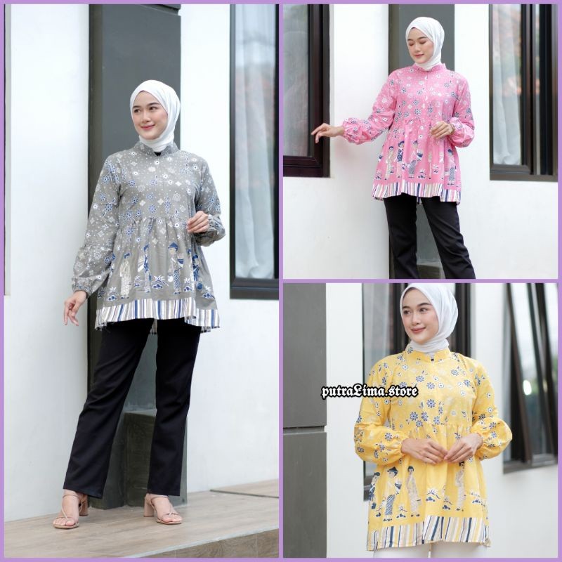 Batik wanita Batik modern Bluse Wanita Atasan Batik Bu Tejo vs Mbok jamu Jumbo Beli 2 Lebih Murah