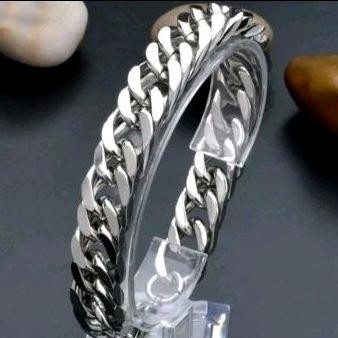 [Cod] Gelang Titanium Pria Rantai Silver Gelang Pria