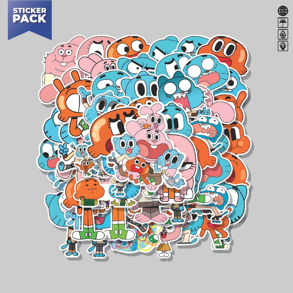 

[100PCS]Stiker Pack Stiker Kartun The Amazing World Of Gumball Aesthetic Vinyl Anti Air Dekorasi Sticker Laptop Buku Journal Koper Helm Casing HP Gitar Helm Skateboard