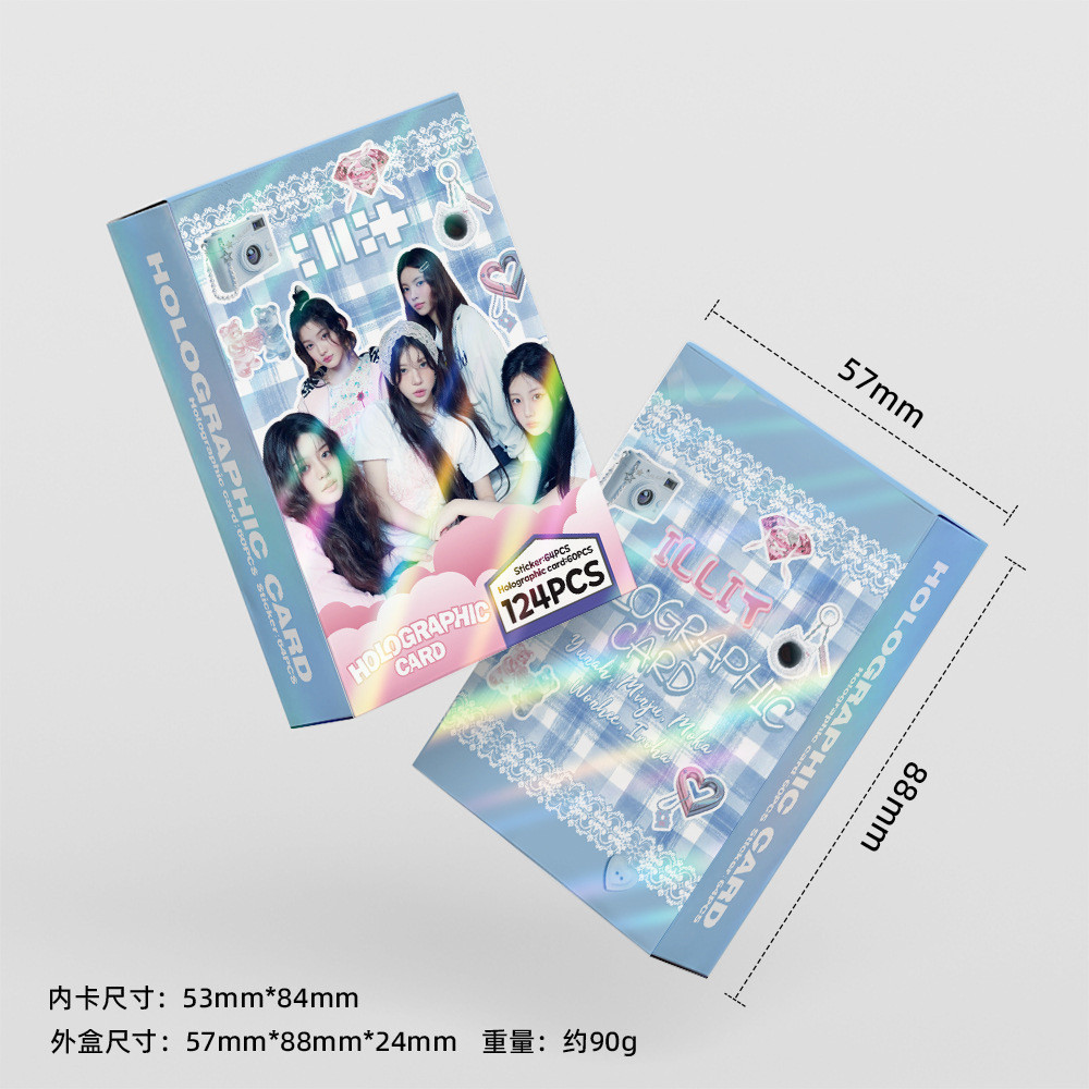 124Pcs/Set Kpop Idol ILLIT HD Printd Lomo Cards YUNAH MINJU New Album Laser Photocards Sticker MOKA 
