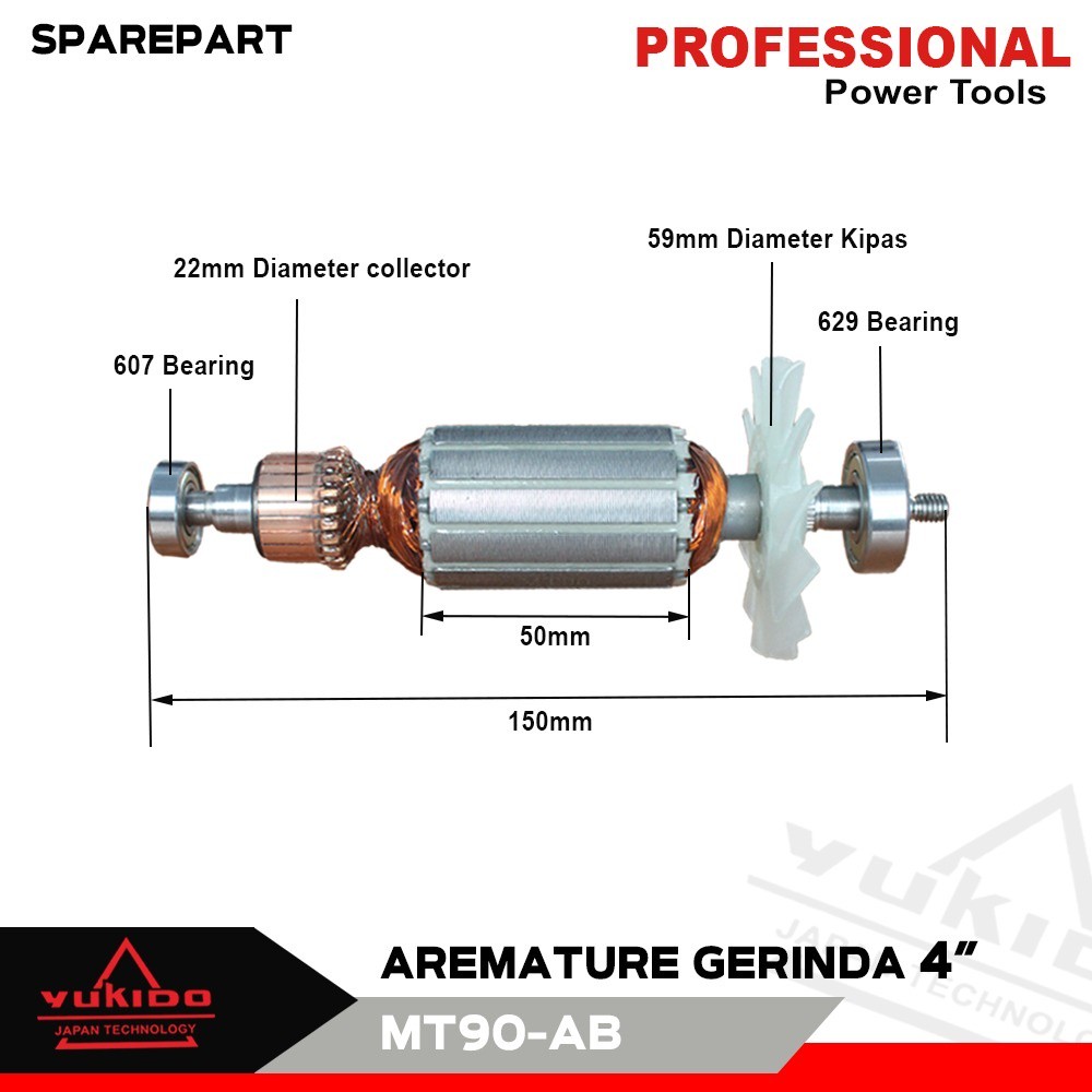 Armature gerinda Sparepart Armature / Gulungan Dinamo Gerinda Maktec MT90 | MT 90