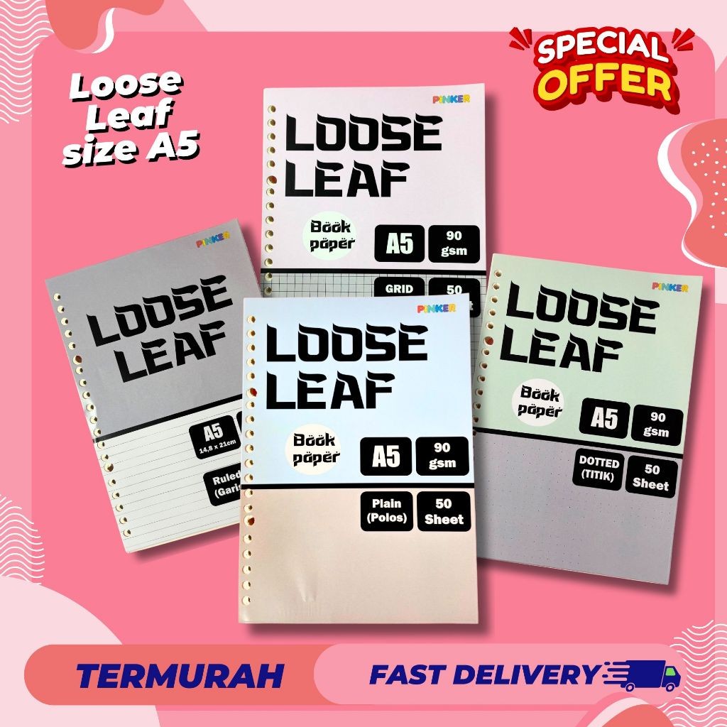 

Loose Leaf A5 - Bookpaper 90gsm / Kertas binder by pinkershop